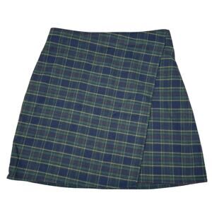Hollister Plaid Wrap Mini Skirt Green Preppy Tartan Side Zip Women’s XS NWT
